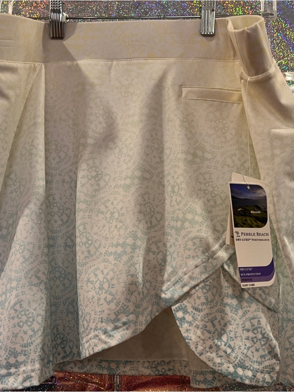 Pebble Beach White & Light Blue Patterned Golf Skort